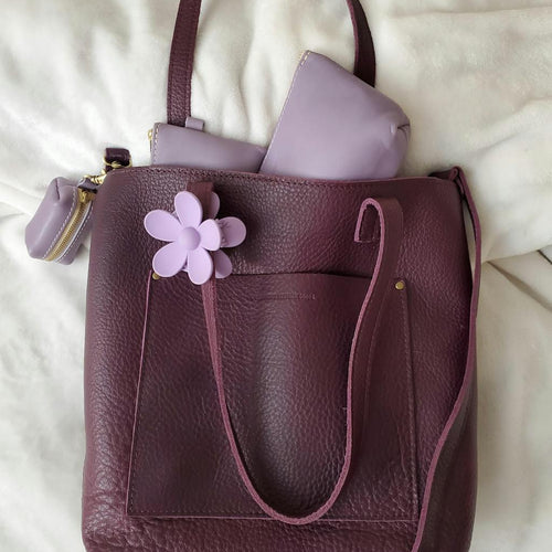 Plum Crossbody Tote with Zipper - customer review photo
