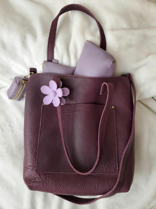 Plum Crossbody Tote with Zipper - customer review photo