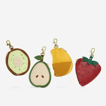 Pear | A pear-shaped leather pouch keychain with zipper and lobster clasp