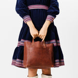 Nutmeg | Midsize crossbody tote with handles and a pocket