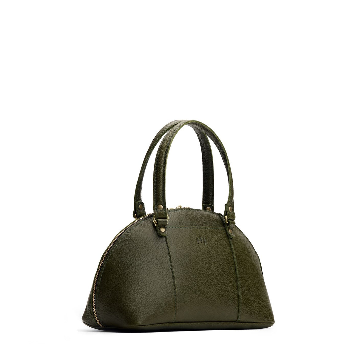 Pebbled Olive*Small | A half circle crossbody bag with handles and removable crossbody strap 