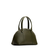 Pebbled Olive Small | A half circle crossbody bag with handles and removable crossbody strap 