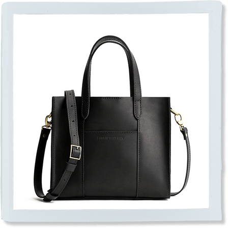 Black*Classic | Structured mid-size tote bag with overlapping panels and crossbody strap
