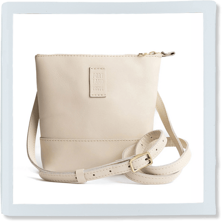  Bone | Small rectangular crossbody purse with top zipper and interior pocket