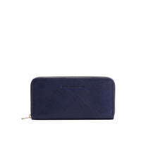 Cobalt | Large accordion leather wallet with zipper and PLG logo