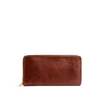Nutmeg | Large accordion leather wallet with zipper and PLG logo