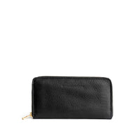 Pebbled--black | Large accordion leather wallet with zipper and PLG logo