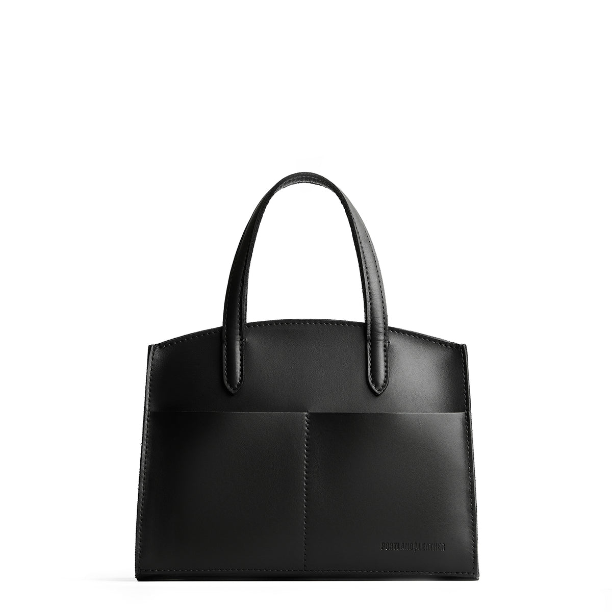 Black*Medium| Leather tote bag with handles, adjustable crossbody strap, zipper top, and two back pockets