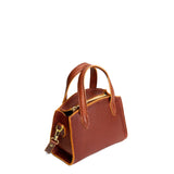Nutmeg Mini | Leather tote bag with handles, adjustable crossbody strap, zipper top, and a back pocket