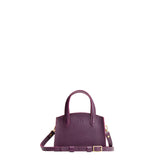 Plum Mini | Leather tote bag with handles, adjustable crossbody strap, zipper top, and a back pocket