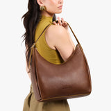 Asheville Large | U-shaped, flat-bottomed leather shoulder bag with adjustable strap