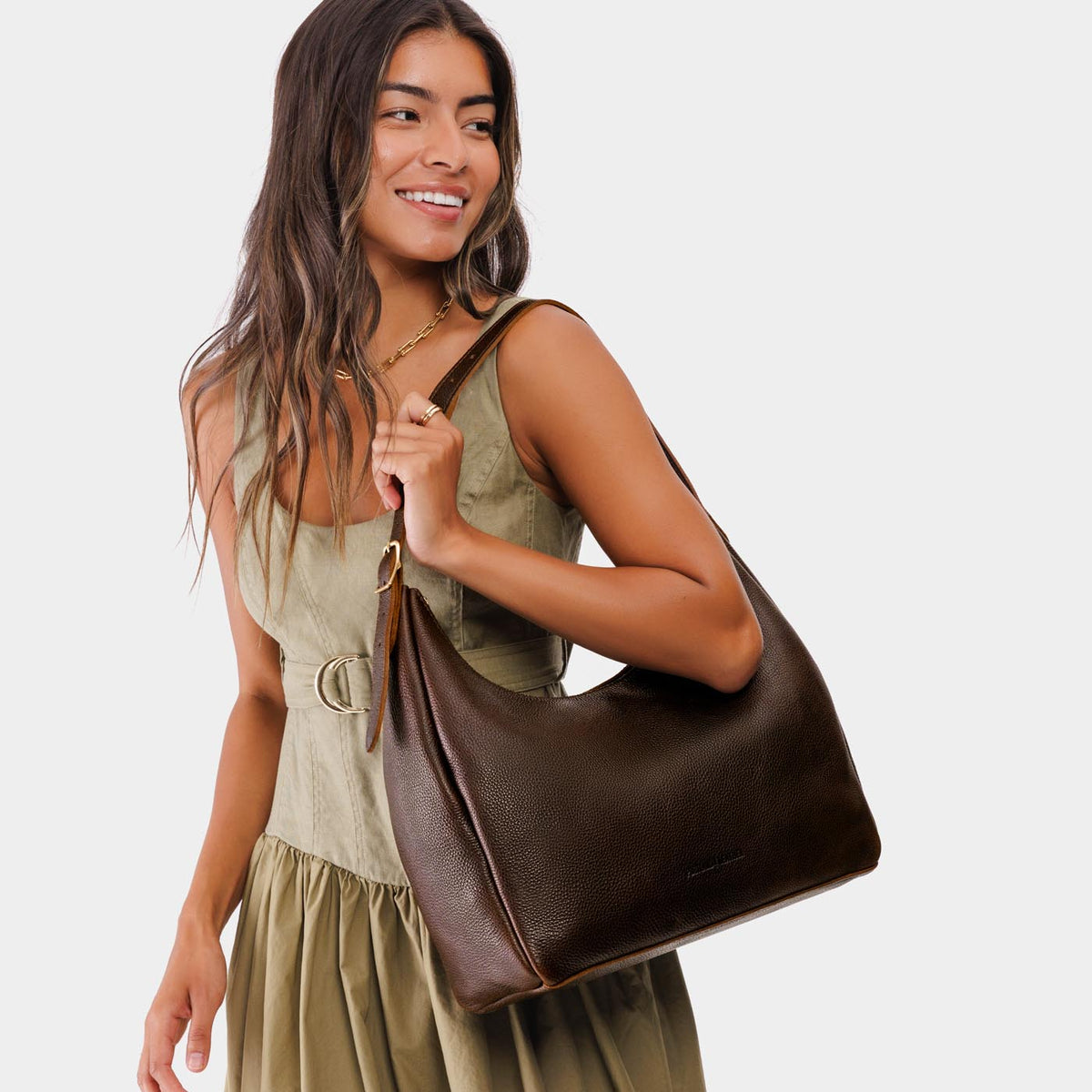 All Variants | Model wearing Large Aspen Shoulder Bag on shoulder