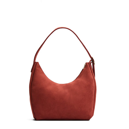 Cinnabar*Large | U-shaped, flat-bottomed leather shoulder bag with adjustable strap