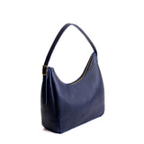 Cobalt Medium | U-shaped, flat-bottomed leather shoulder bag with adjustable strap