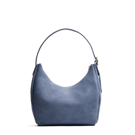 Denim*Large | U-shaped, flat-bottomed leather shoulder bag with adjustable strap