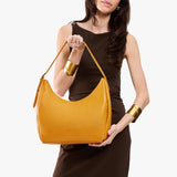 Sunshine Medium | U-shaped, flat-bottomed leather shoulder bag with adjustable strap