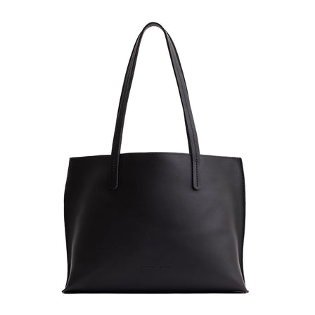 Black*Large | Leather tote bag with interior snap key loop