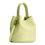 Shadow Lime Large | Symmetrical bucket bag with handle, latch closure, and removable crossbody strap