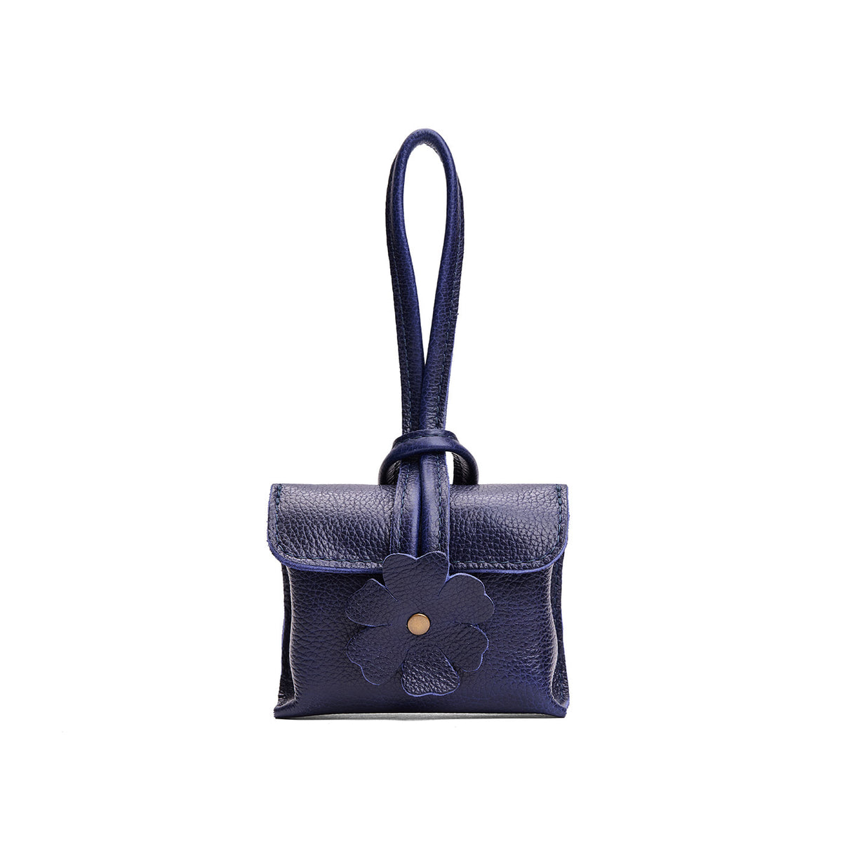 Cobalt | Wristlet pouch with loop strap and a flower design