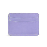 Chalk Violet | Minimalist leather wallet with card slots branded with PLG trees and The Breasties logo