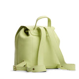 Shadow Lime | Back of drawstring bucket backpack with snap closure under flap