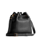 Pebbled--black Small | Slouchy crossbody bag with leather drawstring closure