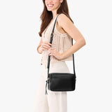 Black Large | Mid-size rectangular crossbody with adjustable strap