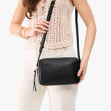Black Large | Mid-size rectangular crossbody with adjustable strap