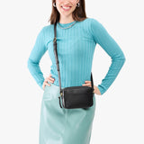 Black Small | Mid-size rectangular crossbody with adjustable strap