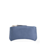 Denim Small | Small pouch with a top zipper and unique curved bottom