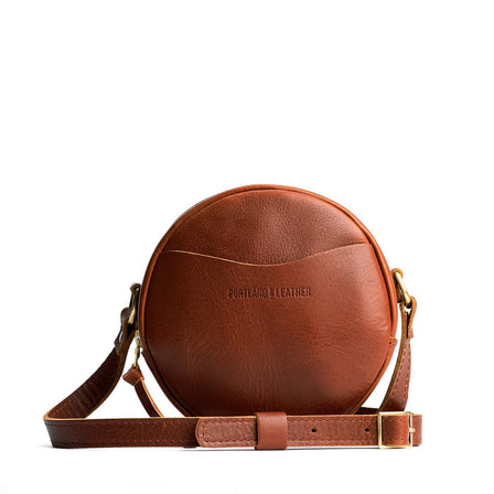 Chestnut*Large | Circle shaped crossbody bag with top zipper