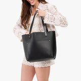 Black Classic | Large leather tote bag with sturdy bridle handles and front pocket