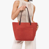 Cinnabar Classic | Large leather tote bag with sturdy bridle handles and front pocket