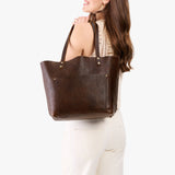 Coldbrew Classic | Large leather tote bag with sturdy bridle handles and front pocket