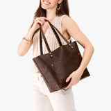 Coldbrew Classic | Large leather tote bag with sturdy bridle handles and front pocket