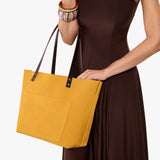 Dijon Classic | Large leather tote bag with sturdy bridle handles and front pocket