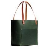 Evergreen Classic | Large leather tote bag with sturdy bridle handles and front pocket