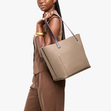 Stone Classic | Large leather tote bag with sturdy bridle handles and front pocket