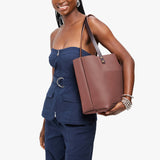 Sunkissed Classic | Large leather tote bag with sturdy bridle handles and front pocket