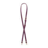 Plum | Leather crossbody strap with metal buckle and lever snap swivel clasps