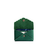 Bacalar | Leather card wallet with scalloped edge open