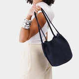 Alaska Blue Classic | Petite bucket shaped tote bag with matching leather handles