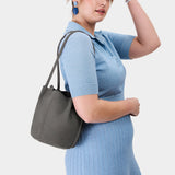 Smoke Grey Classic | Petite bucket shaped tote bag with matching leather handles
