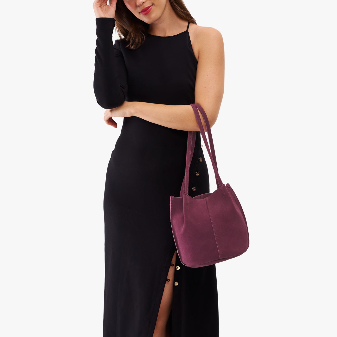 Superbloom*Classic | Petite bucket shaped tote bag with matching leather handles