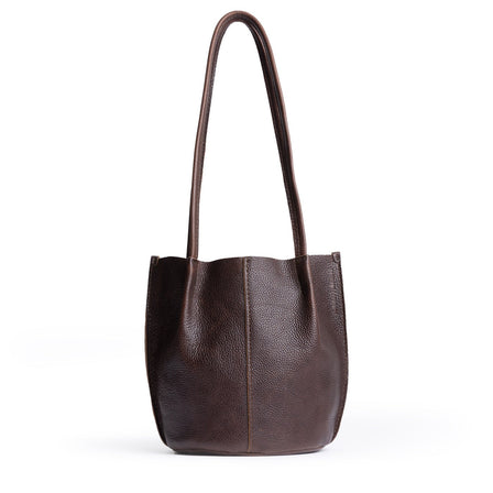 Coldbrew*Large | Wide bucket shaped tote bag with matching leather handles