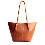 Sienna Large | Wide bucket shaped tote bag with matching leather handles