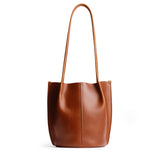 Madrone Small | Petite bucket shaped tote bag with matching leather handles