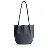 Peppercorn Small | Petite bucket shaped tote bag with matching leather handles