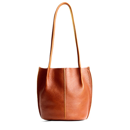 Sienna*Large | Wide bucket shaped tote bag with matching leather handles