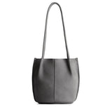 Smoke Grey Small | Petite bucket shaped tote bag with matching leather handles